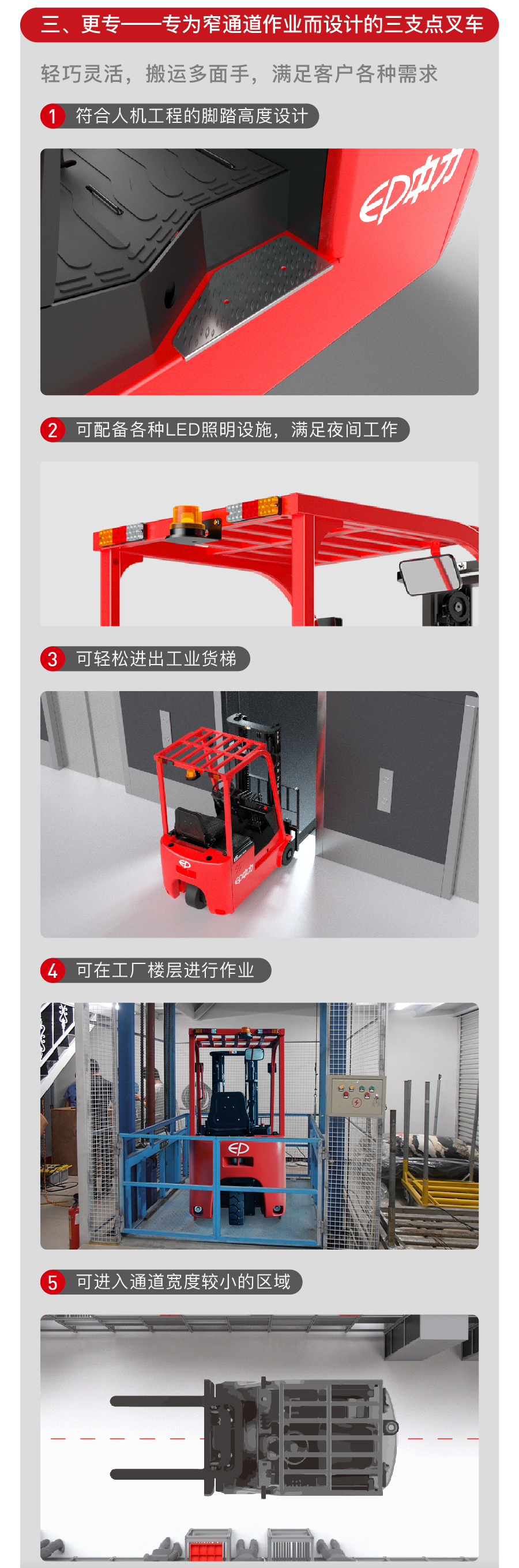 1.5噸三支點(diǎn)平衡重式電動叉車EFS151